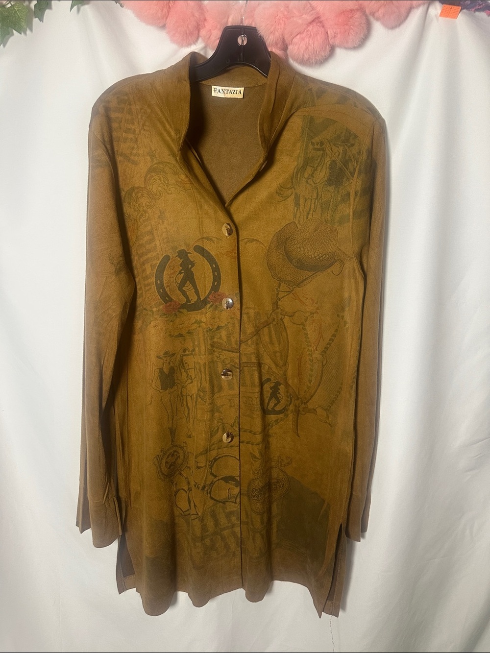Fantasia Women's Brown soft suede like  Button-Front Jacket